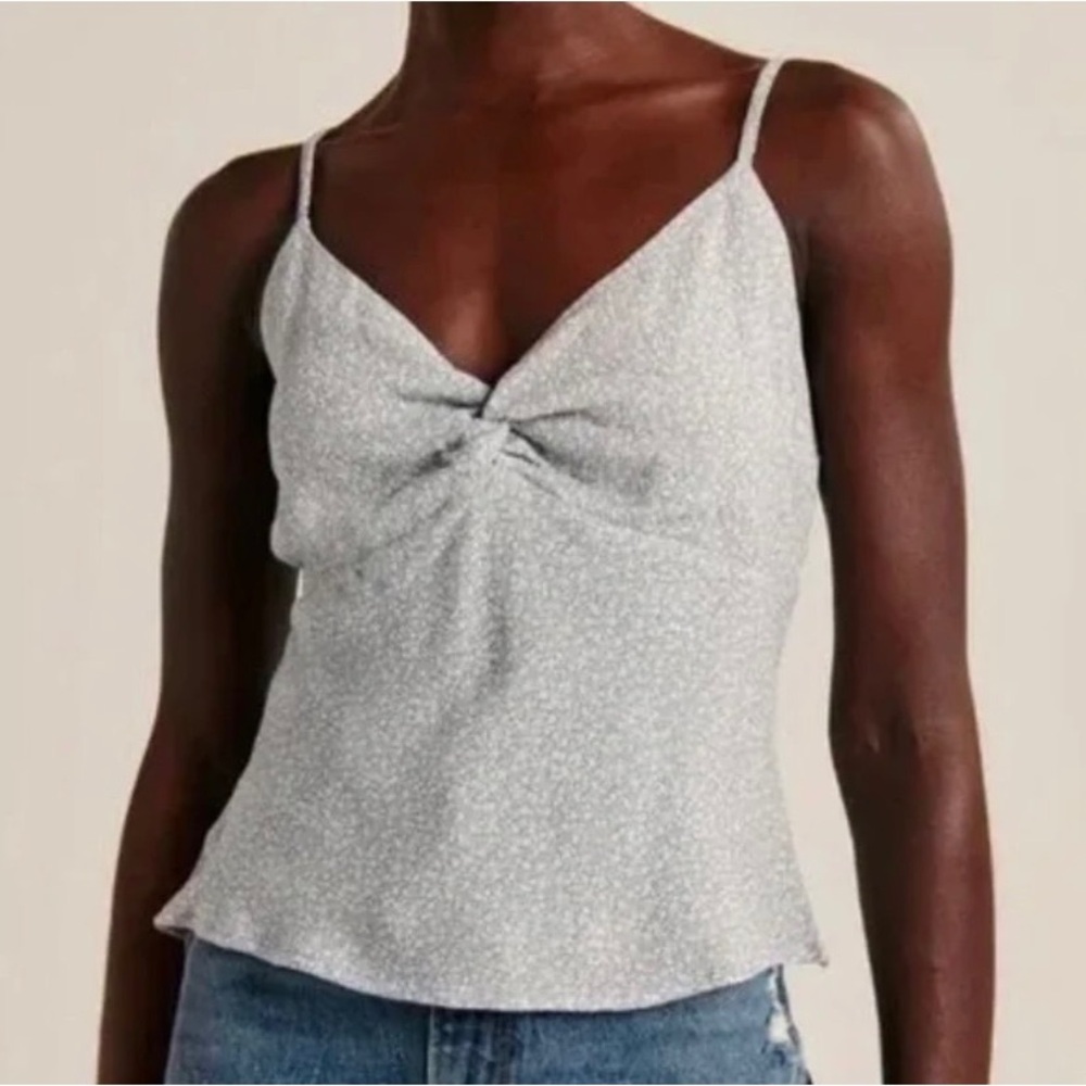 Abercrombie & Fitch blue twist front floral print cami size L